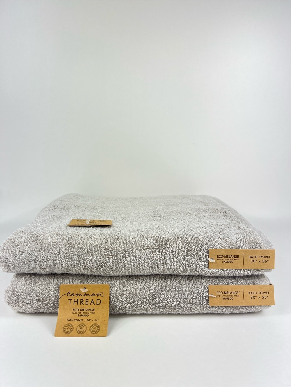 Common Thread Bamboo Bath Towel Set Tan Eco Melange Plush Soft Cotton 2 Pc NEW